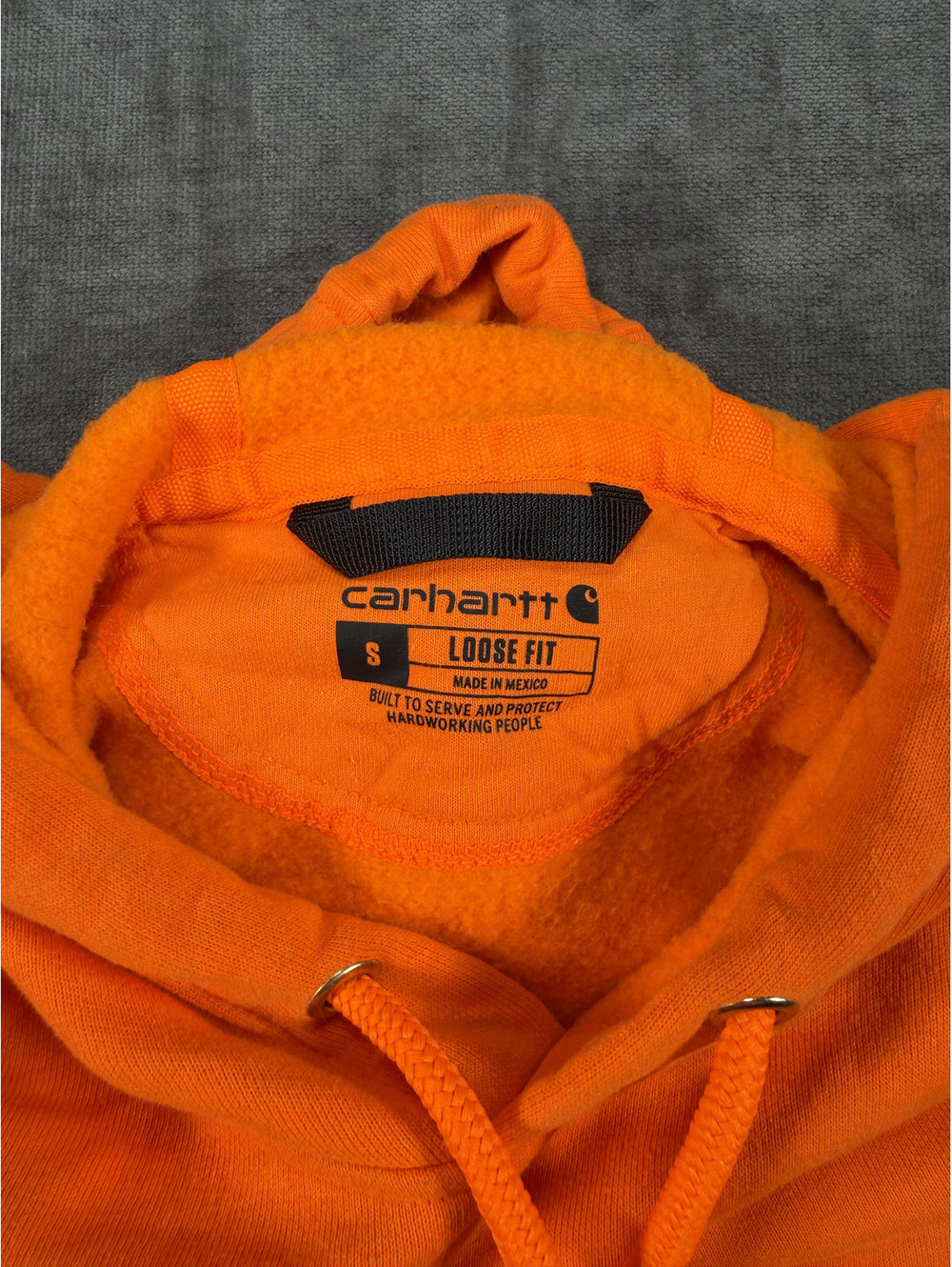 Carhartt Loose Fit Orange Hoodie Sweatshirt Size S - Picture 3 of 9